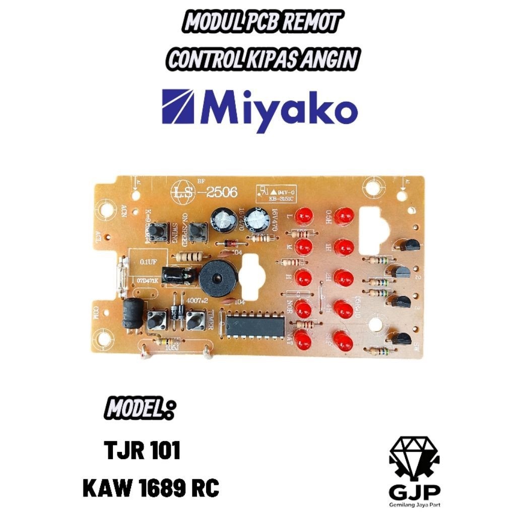 Modul PCB Remote Control Kipas Angin Miyako TJR 101 / KAW 1689 RC
