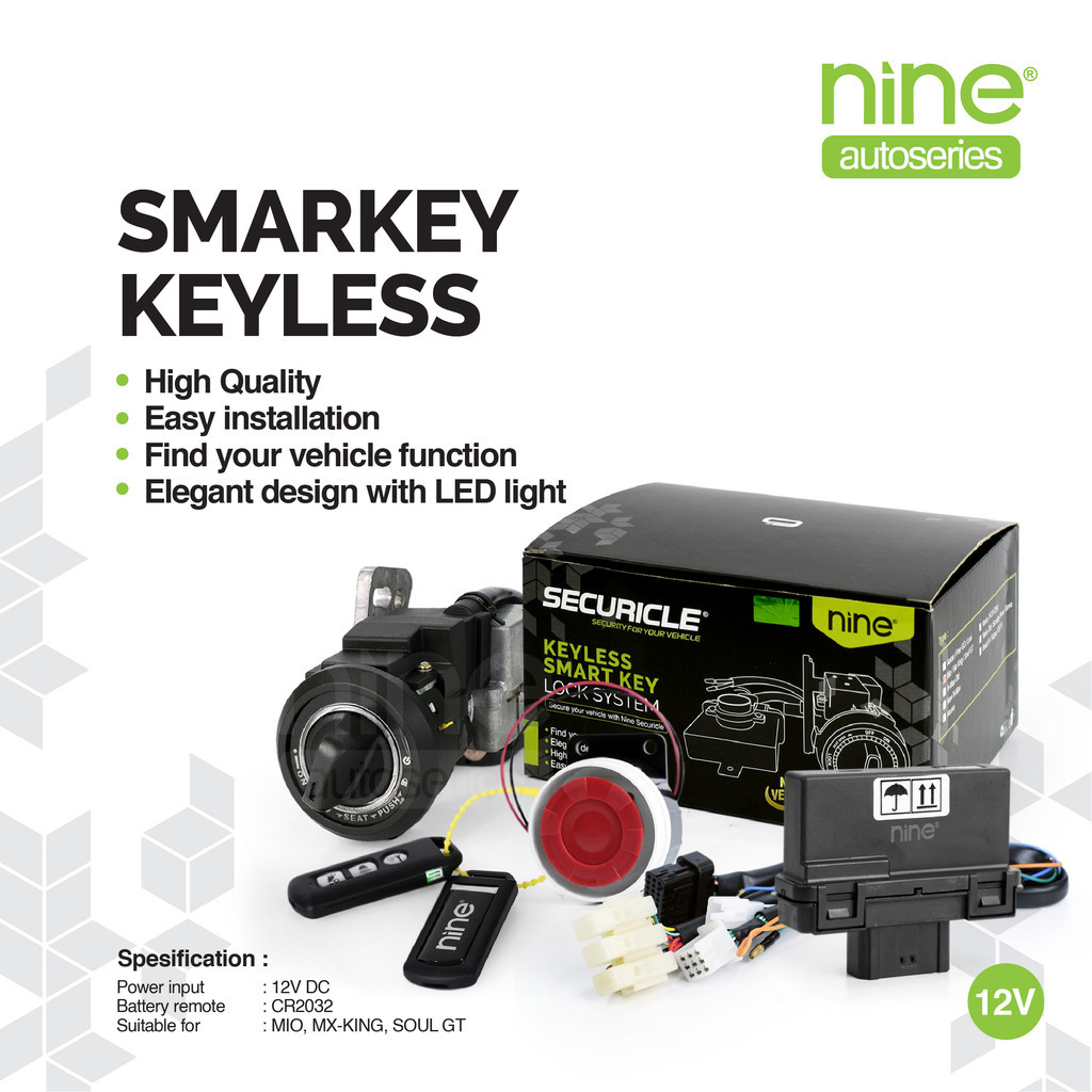 SECURICLE Kunci Kontak Smart Key Alarm Anti Maling MIO MX-KING SOUL GT Keyless -