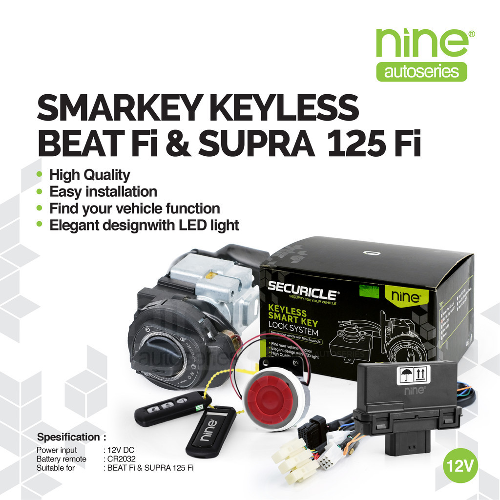 SECURICLE Kunci Kontak Smart Key Alarm Anti Maling BEAT Fi SUPRA 125 Fi Keyless -