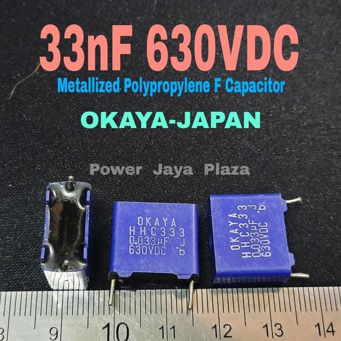 KAPASITOR 0.033UF 33N 33NF 630V 630VDC ORIGINAL OKAYA-JAPAN METALLIZED POLYPROPYLENE CAPACITOR PJP79