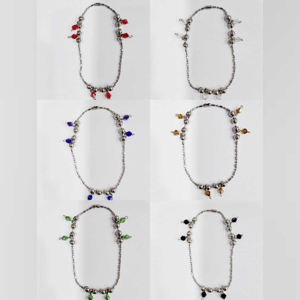 1 Pcs Gelang Tangan Kristal Bambu Merica Monel Tidak Luntur