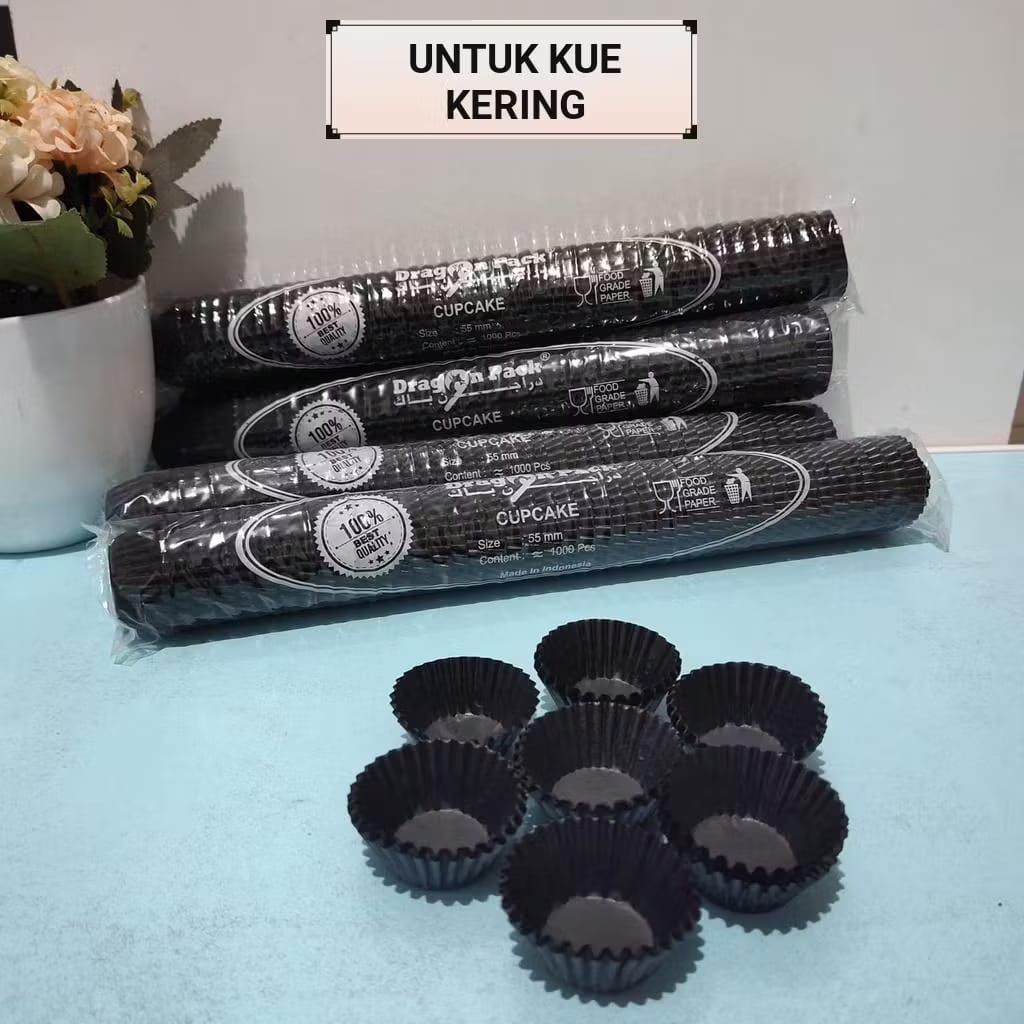 CUP CAKE NASTAR /CUP CAKE CASE NASTAR GLASSINE HITAM -+ 100 PC ( 4 TANGKUP)
