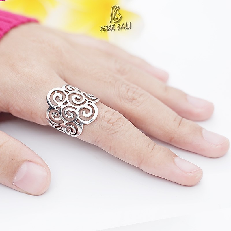 Cincin 925 Asli Perak Wanita Bali Silver Lebar Punggel