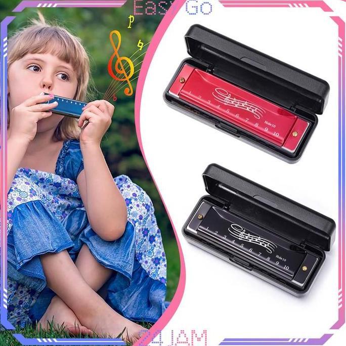 RAFENU Harmonika Chromatic Logam Alat Musik Harmonika 10 Hole Chromatic Harmonica Dengan Kotak