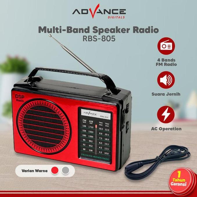 ARDHUW ADVANCE Radio RBS-805 FM / AM / SW1 / SW2 4 Band Speaker Radio - Baterai atau listrik / Speak
