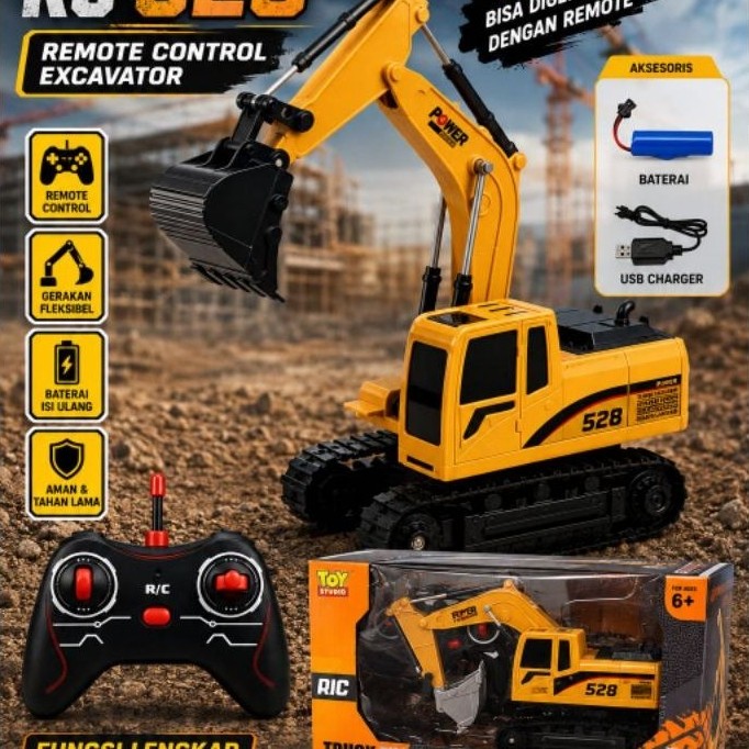 Remote Mainan Anak RC Excavator Shovel bahan Metal / RC Wire Electric