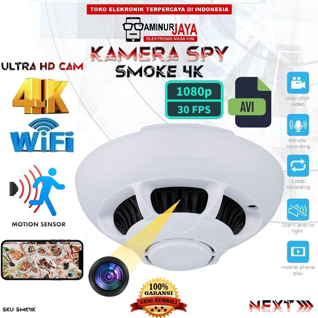 Hidden Camera Wifi Full HD 1080P 4K Model Smoke Detector Spy Kamera CCTV Pengintai Pengawas Sistem K