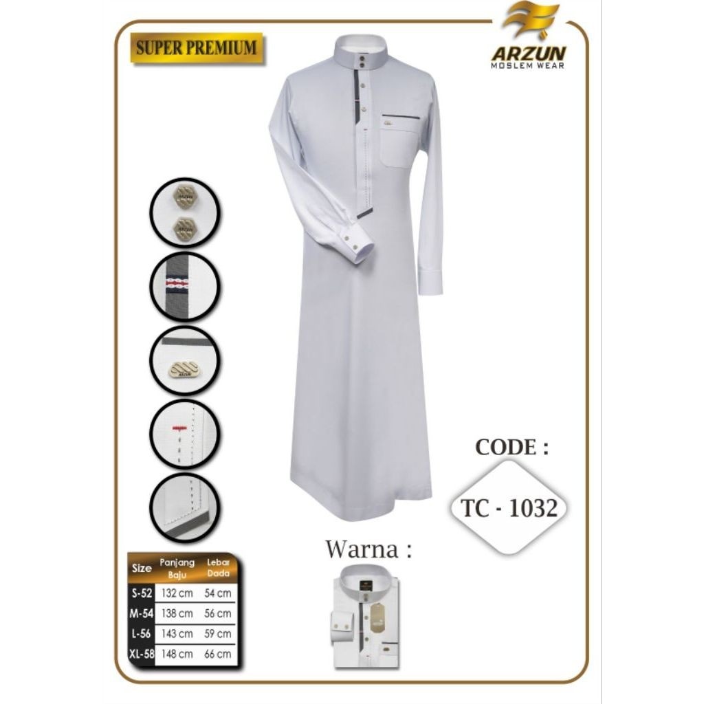 Jubah Arzun Dewasa | Jubah Arzun Premium | Jubah Arzun Dewasa Polos Lengan Panjang