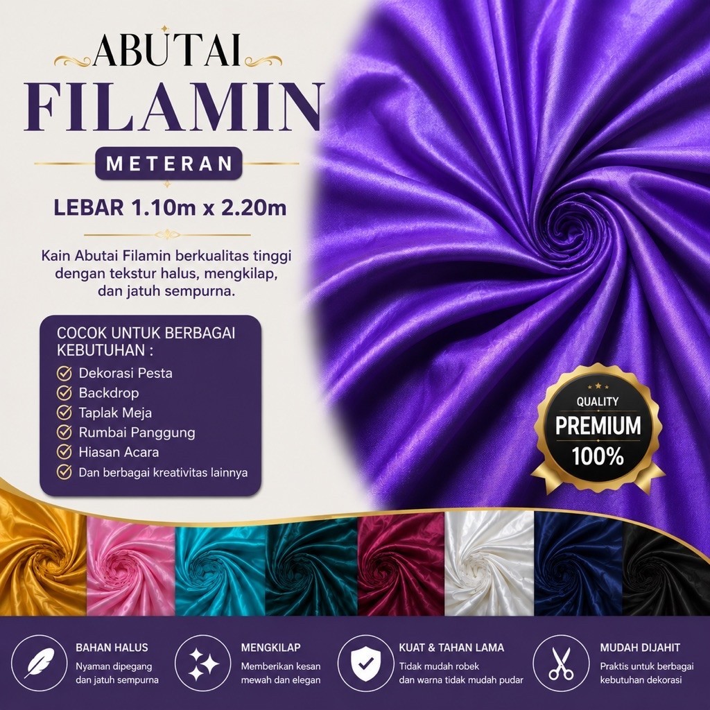 ABUTAI FILAMIN KAIN DEKORASI / KAIN ABUTAI BACKDROP / KAIN DEKORASI MURAH