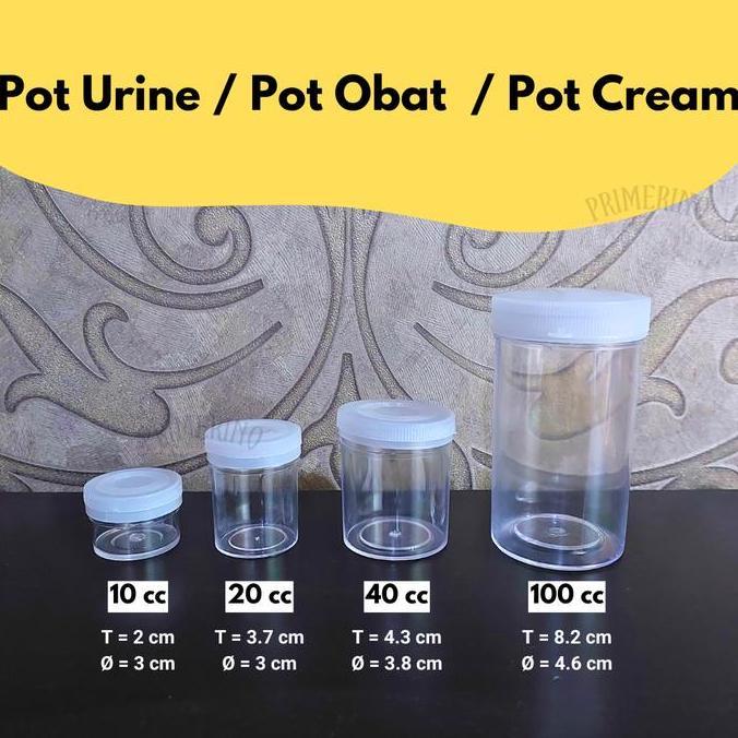 BEBAS ONGKIR - Pot Urine 10 20 40 100 ml / Pot Cream / Container Obat / Botol Plastik / Cup Slime / 