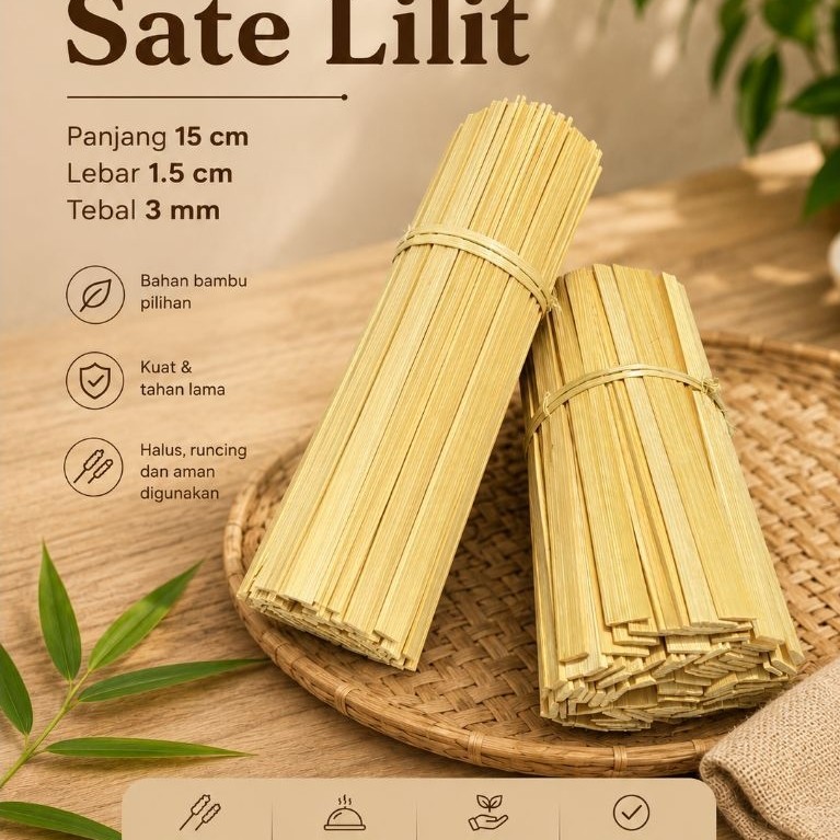 Tusuk Stik Sate Lilit (Isi 100 Pcs) Tusuk Sate Bali | Tusuk Sate Lilit
