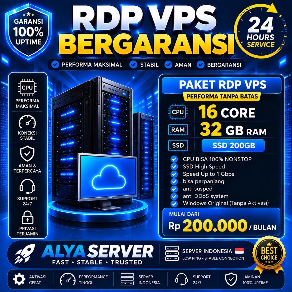 RDP WINDOWS 16 Core 32GB MURAH BULANAN BISA PERPANJANG