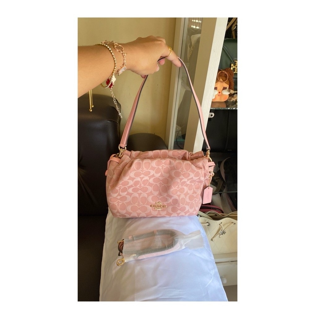 Coach faye denim pink bag