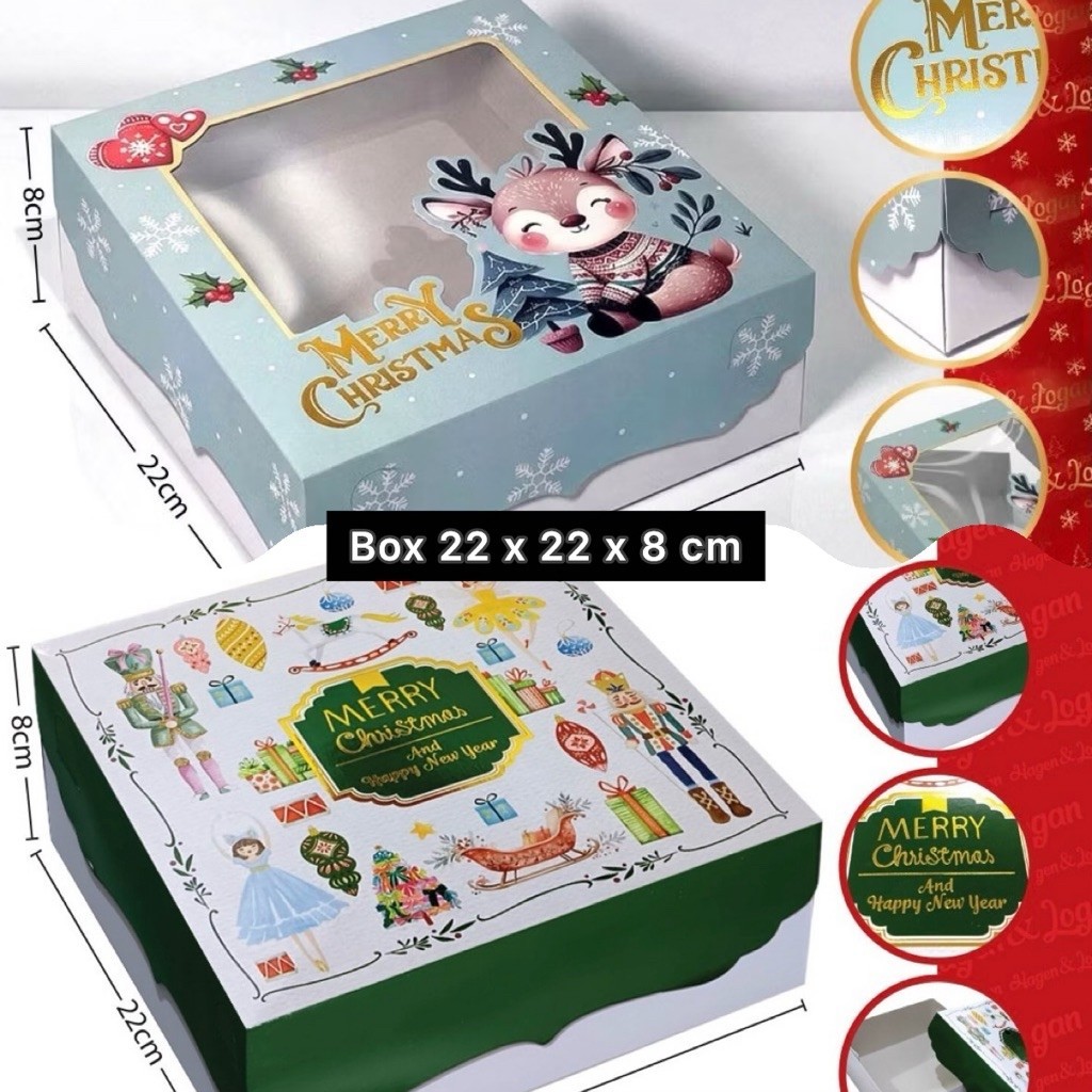 SPRING - Box Kue Natal Christmas 22x22x8 cm (1pcs)