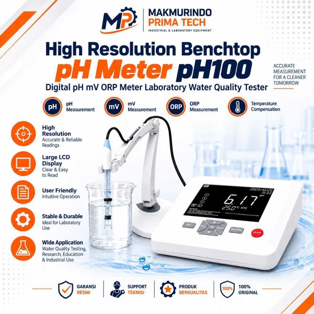 High Resolution Benchtop pH Meter pH100 Digital pH mV ORP Meter Laboratory Water Quality Tester Alat