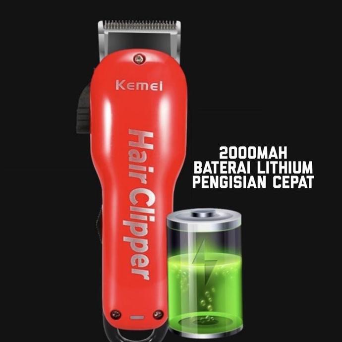 Kemei 707Z Alat Cukur Listrik Kemei 707Z Merah Tanpa Kabel Km-707Z Rechargeable Hair Clipper Mesin R
