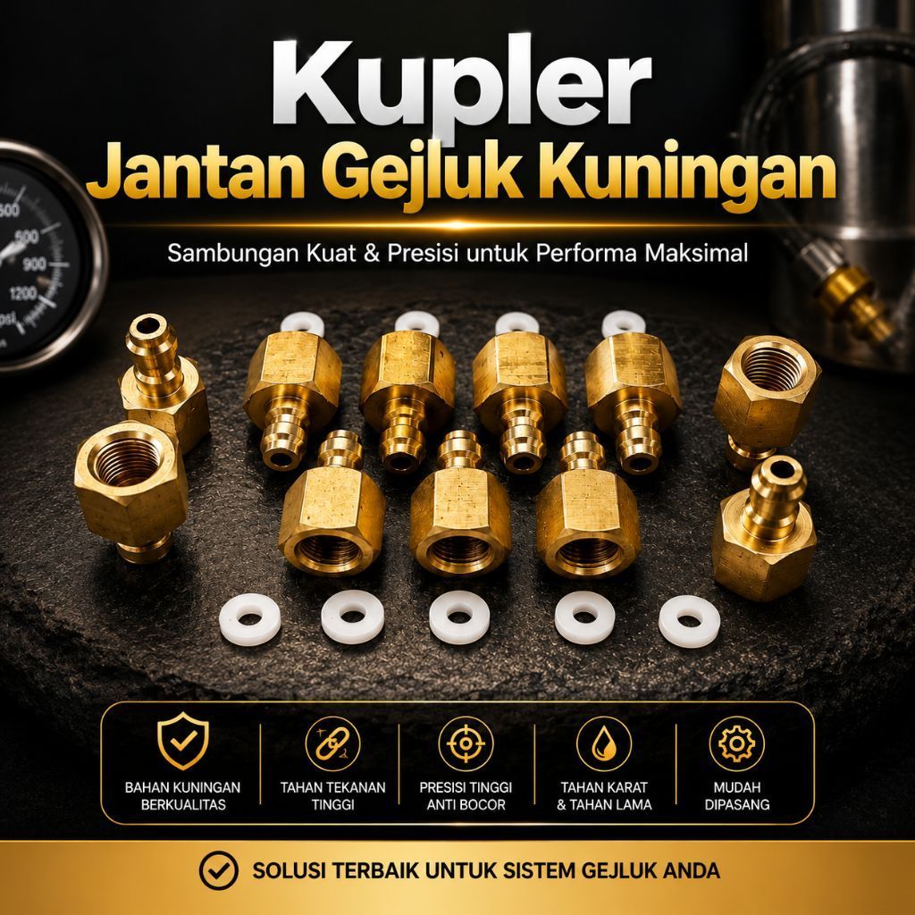 Kupler Jantan Kuningan Drat Dalam | Kupler Gejluk PCP + Seal | Adapter Pompa PCP | Sparepart PCP | D