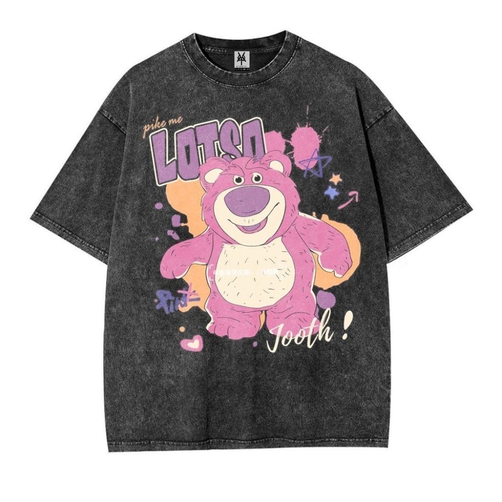 Pattern Merch Kaos Oversize Stone Black Washed Toy Story Lotso Pick Me Vintage Unisex Graphic Tee