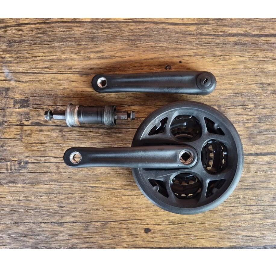 Gearset Grupset Sepeda MTB Crankset 3 Speed + FD Front Derailleur & Shifter Niseko N9 + Bottom Brack