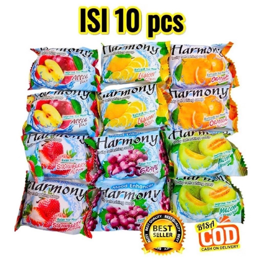 Paket 10 Pcs Sabun Harmoni Wangi Buah Segar/ sabun murah /sabun mandi grosir
