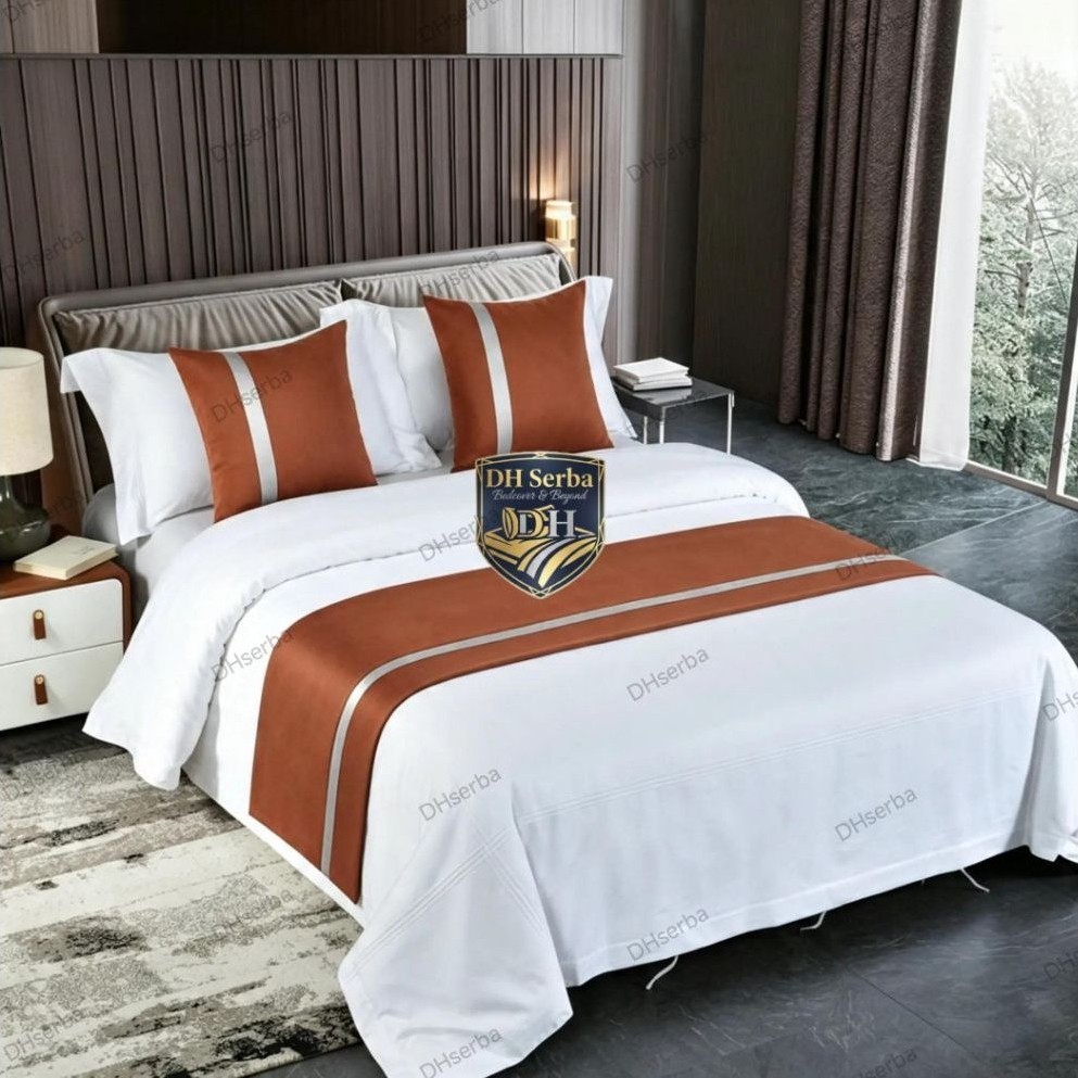 1 Set bed runner selendang kasur bahan Suede premium (terracotta)