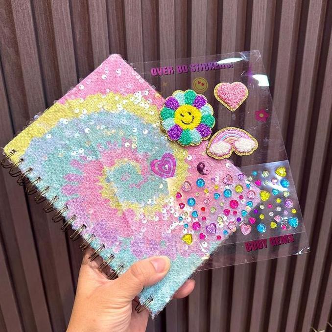 Notebook Bulu Diary Set Stiker Buku Tulis Anak Lucu Stationery Set HCS