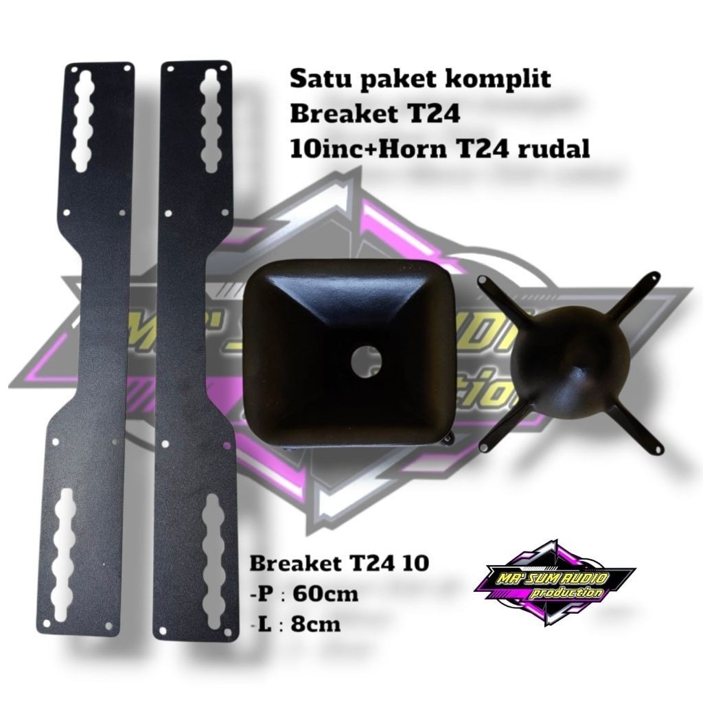 HORN tweter+Breaket box T24 dan rudal 10in, paket lengkap breaket+horn tweter t24 10in