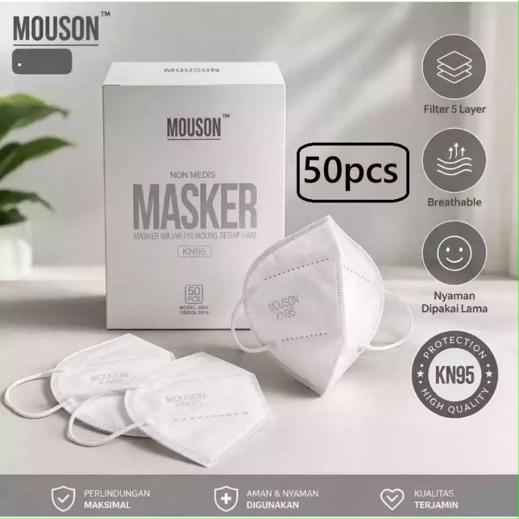 MASKER KN95 KF94 4PLY | MASKER KF94 KN95 MOUSON / ONCARE / HIJAB HEADLOOP 10 PCS