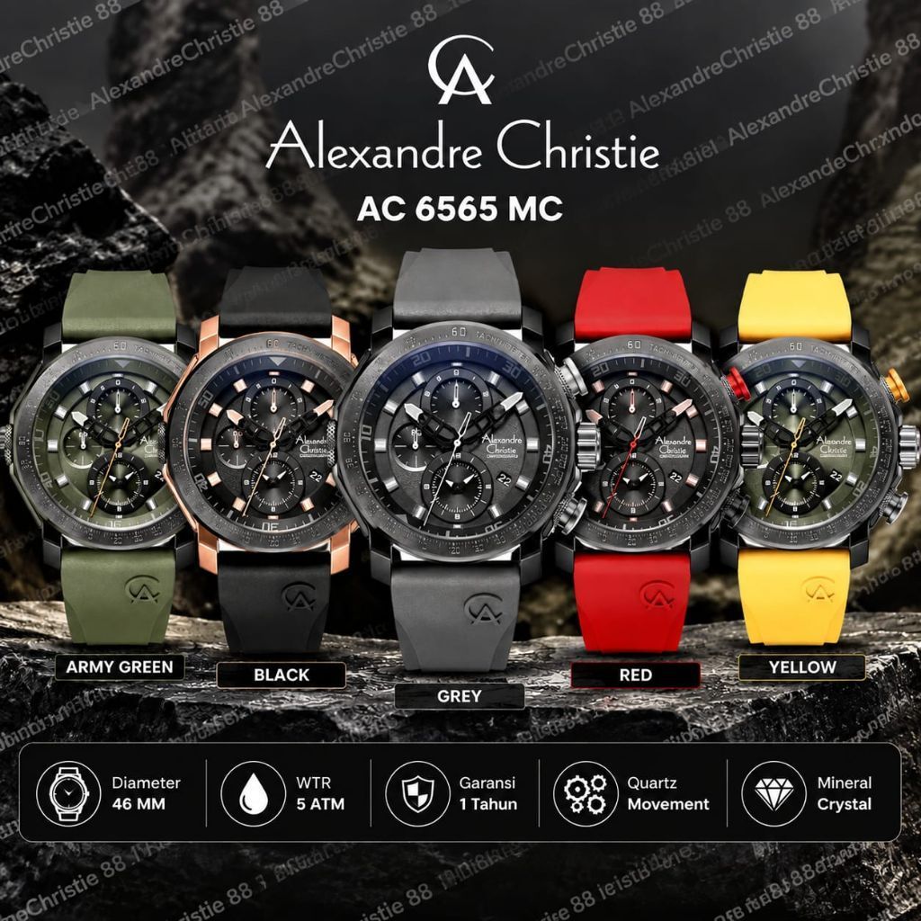 Jam Tangan Pria Alexandre Christie 6565 | AC6565 | AC 6565 | RubberStrap