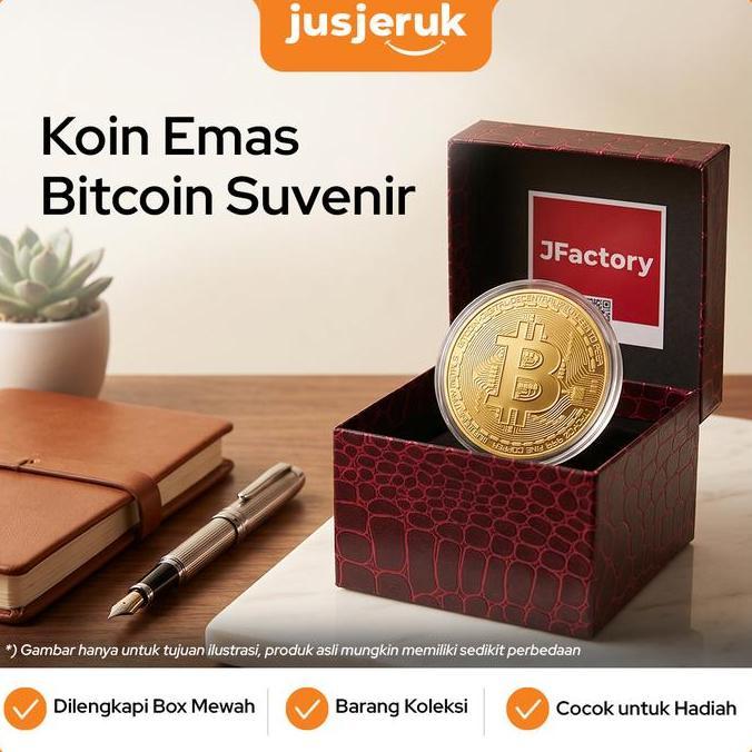 Prete - Jfactory Bitcoin Suvenir Keping Koin Emas/Replika Bitcoin Sovenir