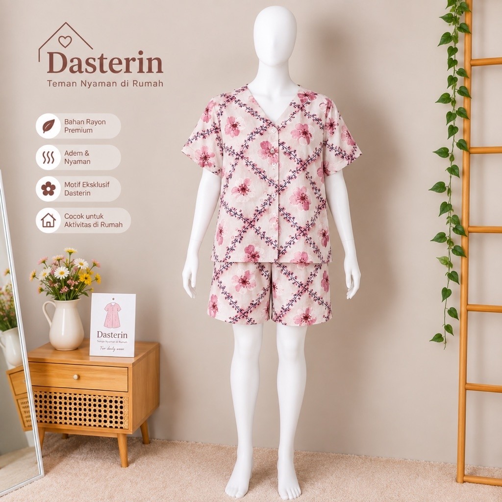 Setelan Wanita Celana Pendek | Piama Wanita Rayon Premium | Baju Tidur Adem | Setelan Rumahan Daster
