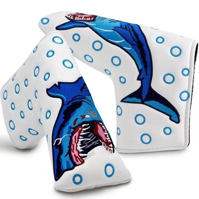 BEBAS ONGKIR - White Shark Putter Blade Golf Head Cover Golf Penutup Sarung Stick Golf Club