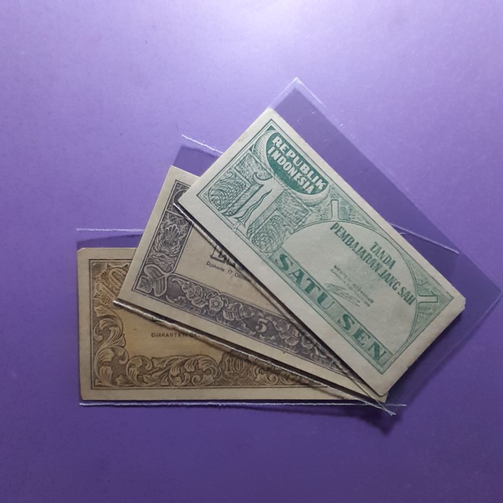 uang kuno  set sen ori tahun 1945