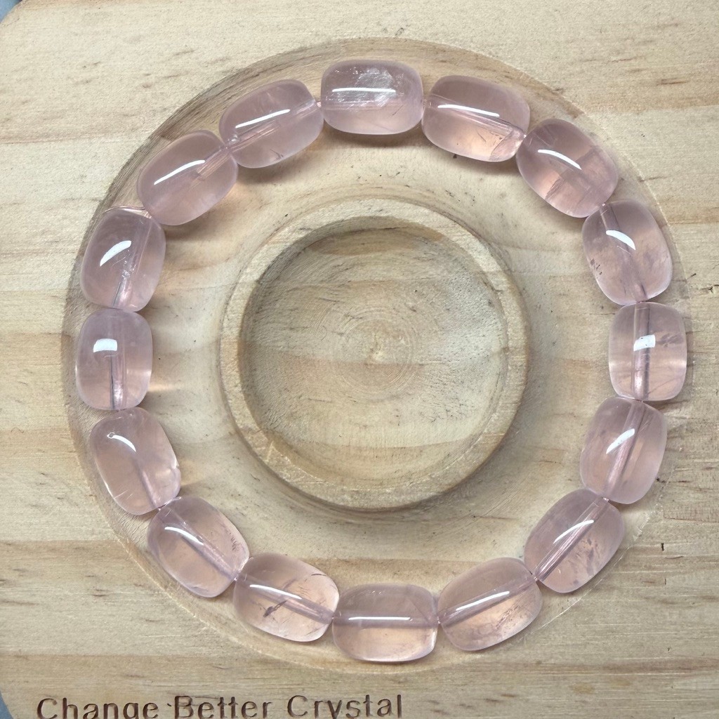 Gelang Batu Alam Natural Rose Quartz Star barrel  HQ