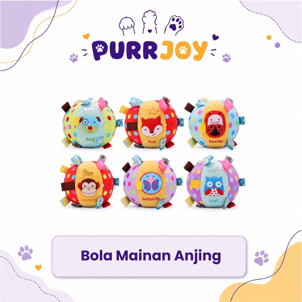 PURRJOY Boneka Bola Lonceng Mainan Anjing / Boneka Bola Mainan Anjing / Boneka Mainan Anjing / Maina