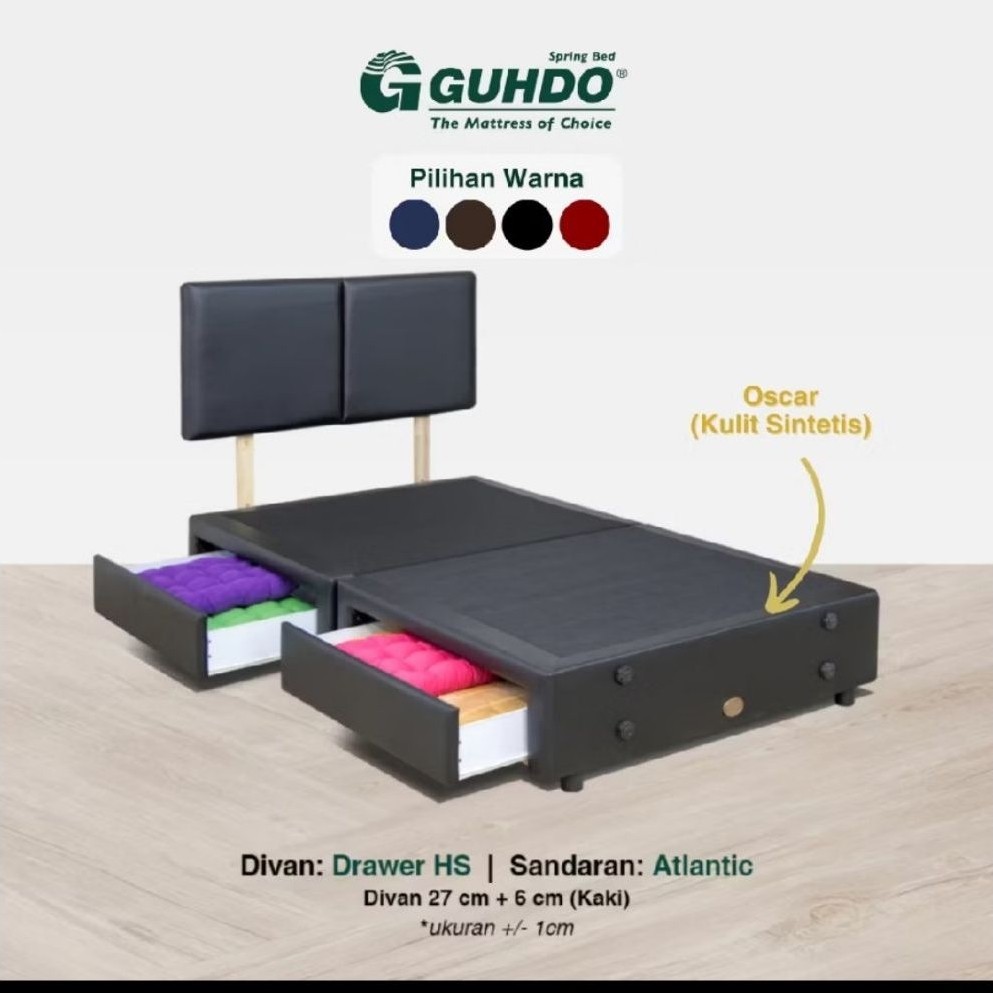 Divan Drawer HS Guhdo Atlantik tanpa sandaran dua laci