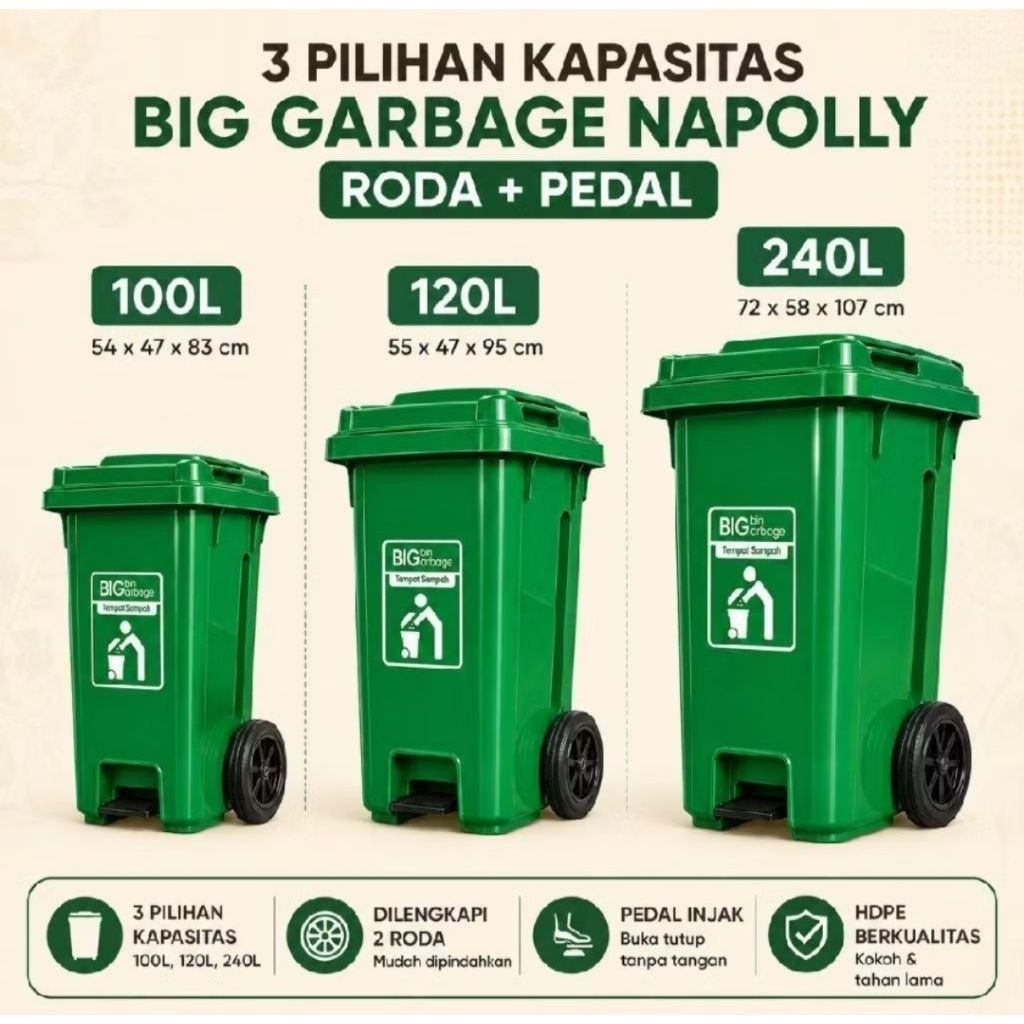 Tempat sampah Roda injak 100Lt - 120Lt - 240Lt