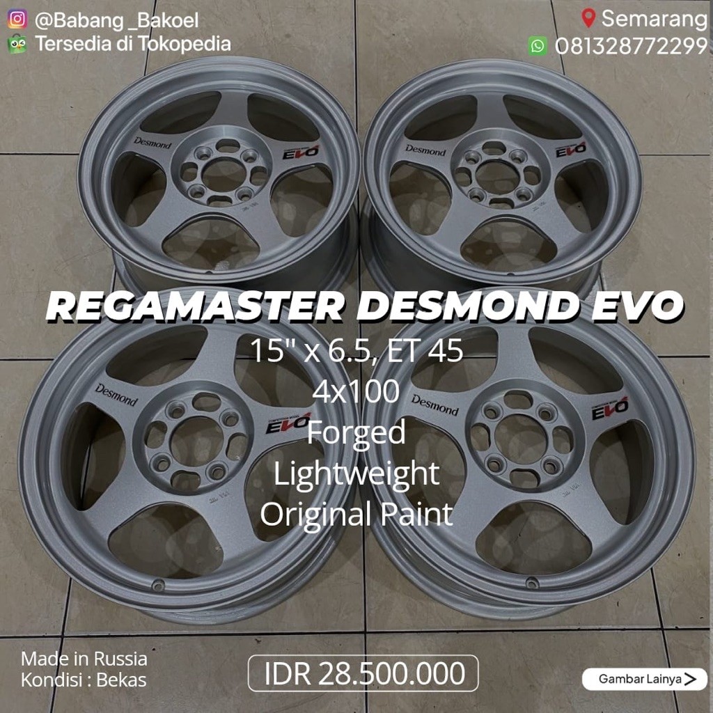 Regamaster Desmond Evo Ring 15 4x100 Lebar 6.5 et 45 Velg R15 Original Ori Russia Japan Jepang JDM F