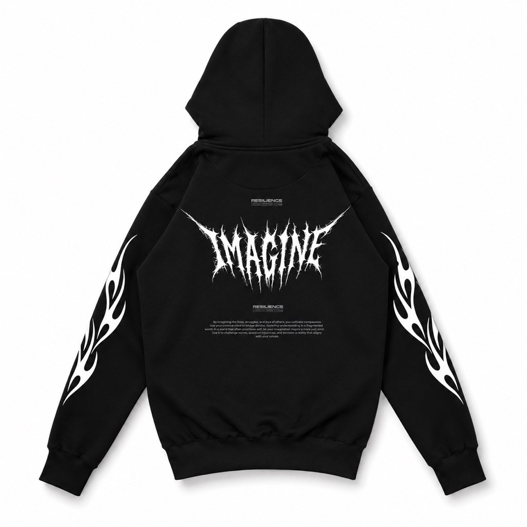 Imagineco Sweater Pullover Hoodie Hitam "Resilience"