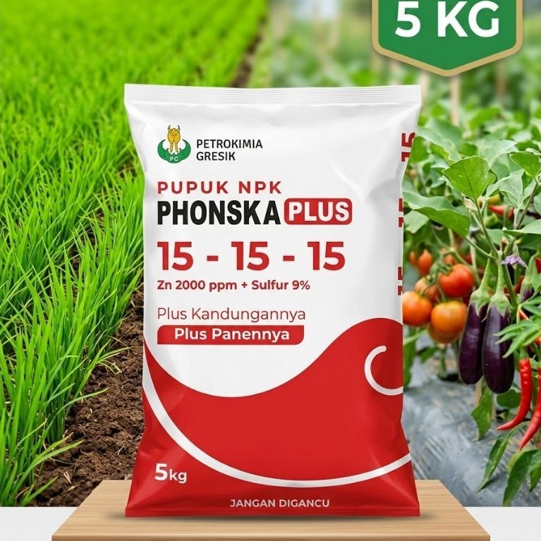 Pupuk NPK Phonska Plus 15-15-15 Petrokimia Gresik 5kg Zn 2000 ppm Sulfur 9%