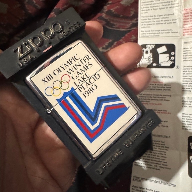 Zippo Olympic Winter Games Lake Placid 1980 NOS Autentic Original Zippo BOTTOM Romawi