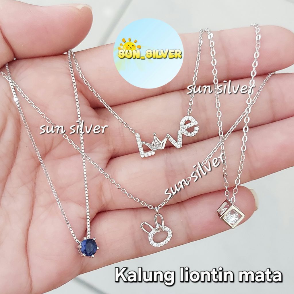 KALUNG LIONTIN MATA KOYE 925 MODEL MODEL LAPIS MAS PUTIH
