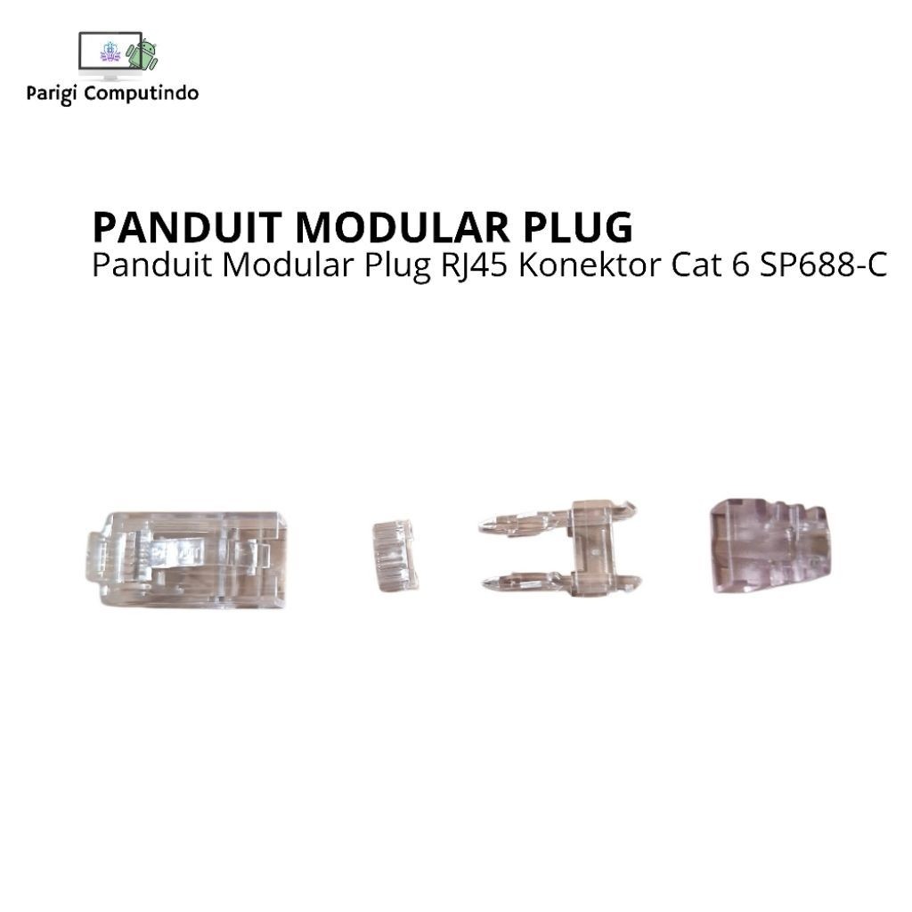 Panduit Modular Plug RJ45 Konektor Cat 6 SP688-C Crimp RJ45 Transparan ecer