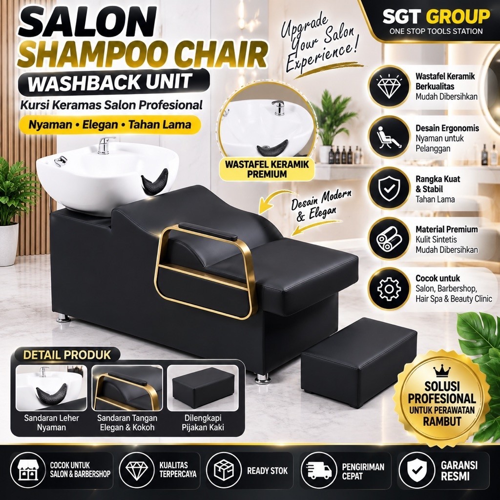 Salon Shampoo Chair Washback Hair Washing Station Reclining Backwash Unit Kursi Cuci Rambut Salon Ku