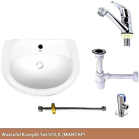 Wastafel Keramik Cuci Tangan Komplit Set VOLK / Wastafel Komplit Set VOLK PACKING KAYU