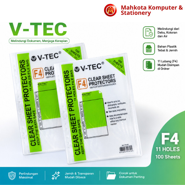 Sheet Protector Vtech F4 Isi (10 Lembar) Map Plastik Transparan Dokumen