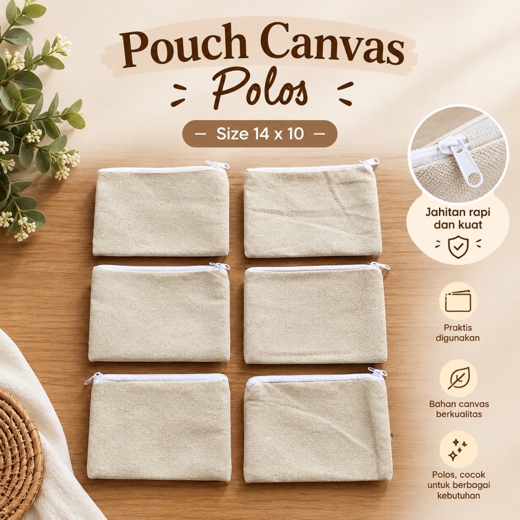 Pouch / Dompet Polos Canvas Tebal / Souvenir Pouch