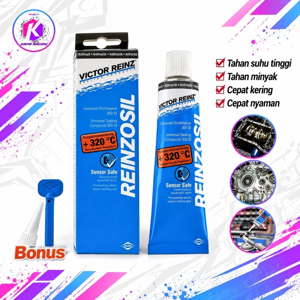 Lem Sealer Gasket Reinzosil 320°C Original Sealant Lem Paking Gasket Mesin Mobil Motor Tahan Panas 7