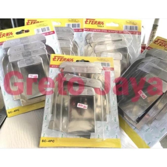 Jgrds59_Store - Eterna Stainless Steel Scrapers 1 Set Stenlis Scraper Kapi Kape Skrap Plastik Pisau 
