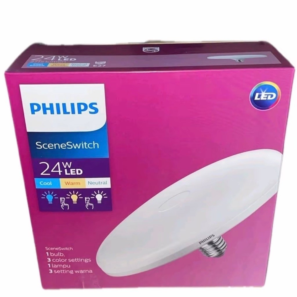 Lampu PHILIPS UFO LED Ceiling Bulb SSW SceneSwitch 15 24 Watt E27 Tiga Warna Putih Netral Kuning